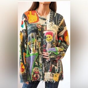 R13 Crosby and Broome Graffiti Oversized Multicolor Graphic Sweater M